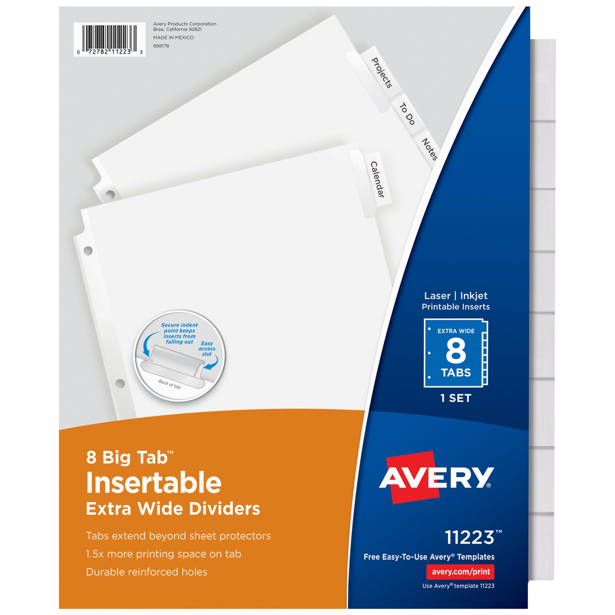 Amazon.com: Avery 11223 Insertable Big Tab Dividers, 8-Tab, 11 1/8